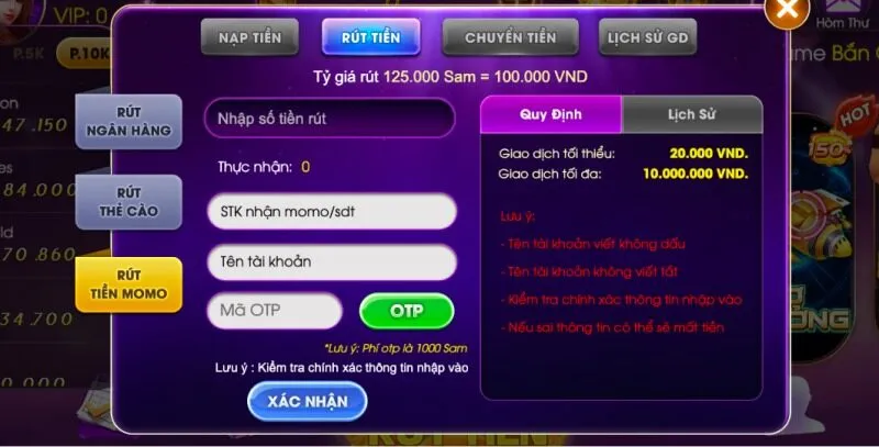 Hướng dẫn nạp rút Sam86 – Tích tiểu thành đại, làm giàu không hề khó